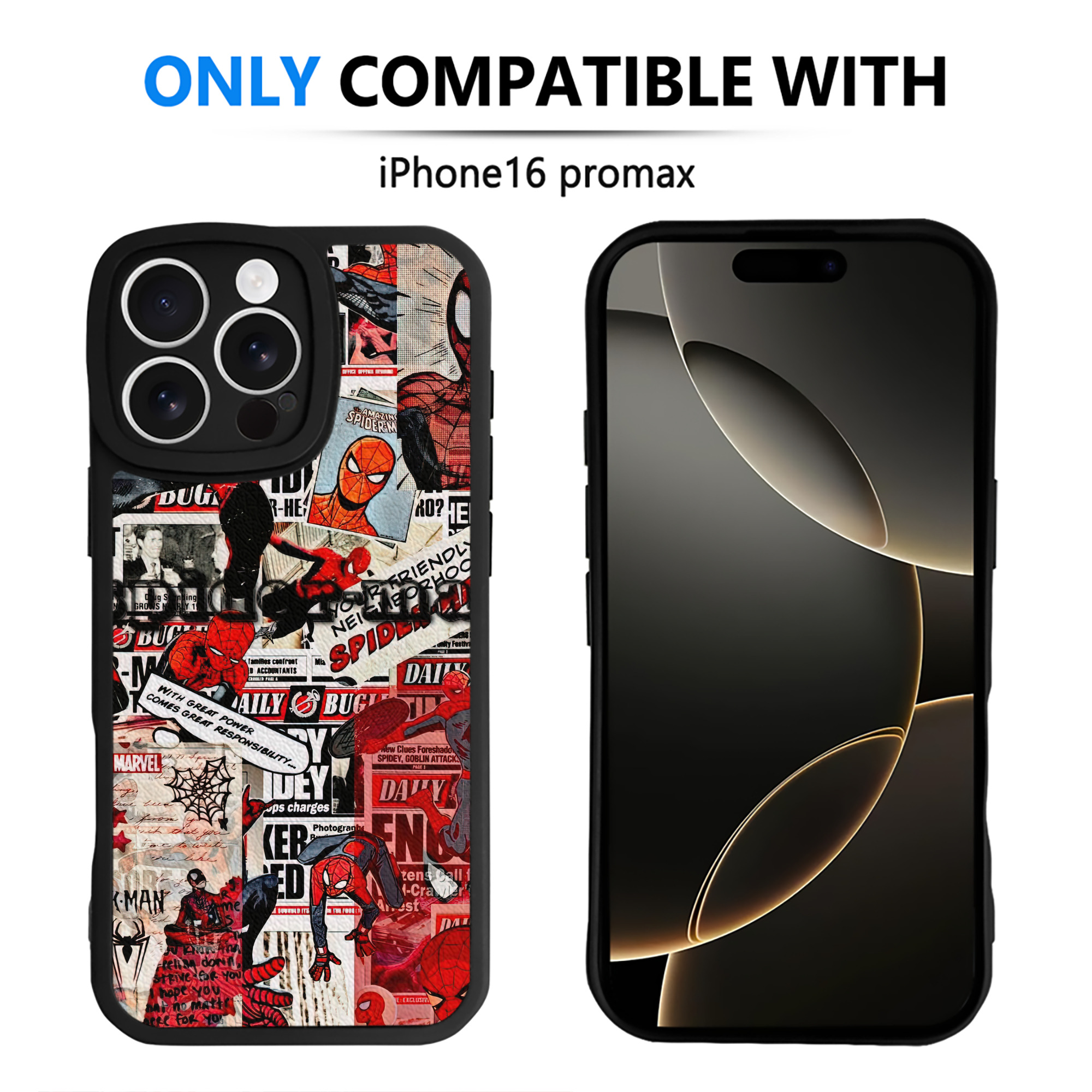 Spider Man スパイダーマン 【iPhone 16シリーズ対応】シリコンスマホケース（レザー調） 材質：シリコン